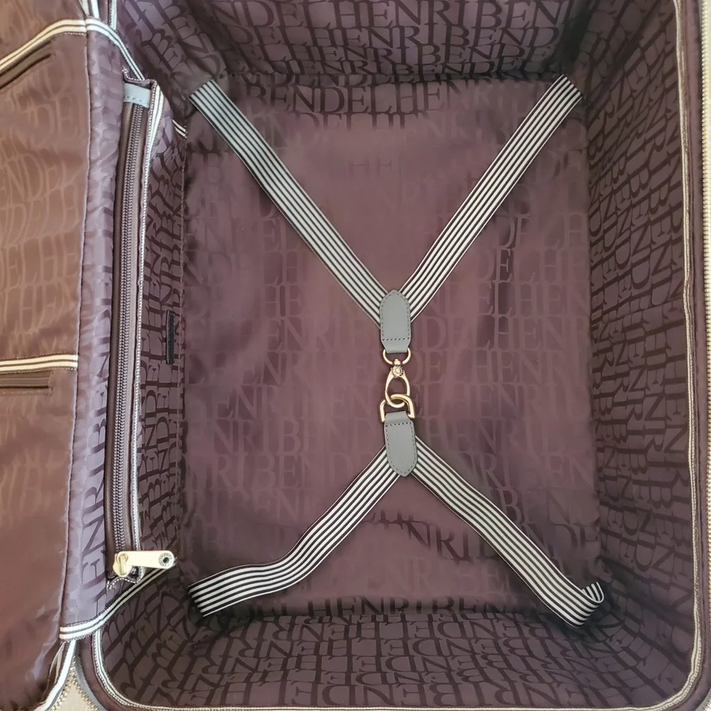 henri bendel Gray Leather Carry-On Cabin Suitcase